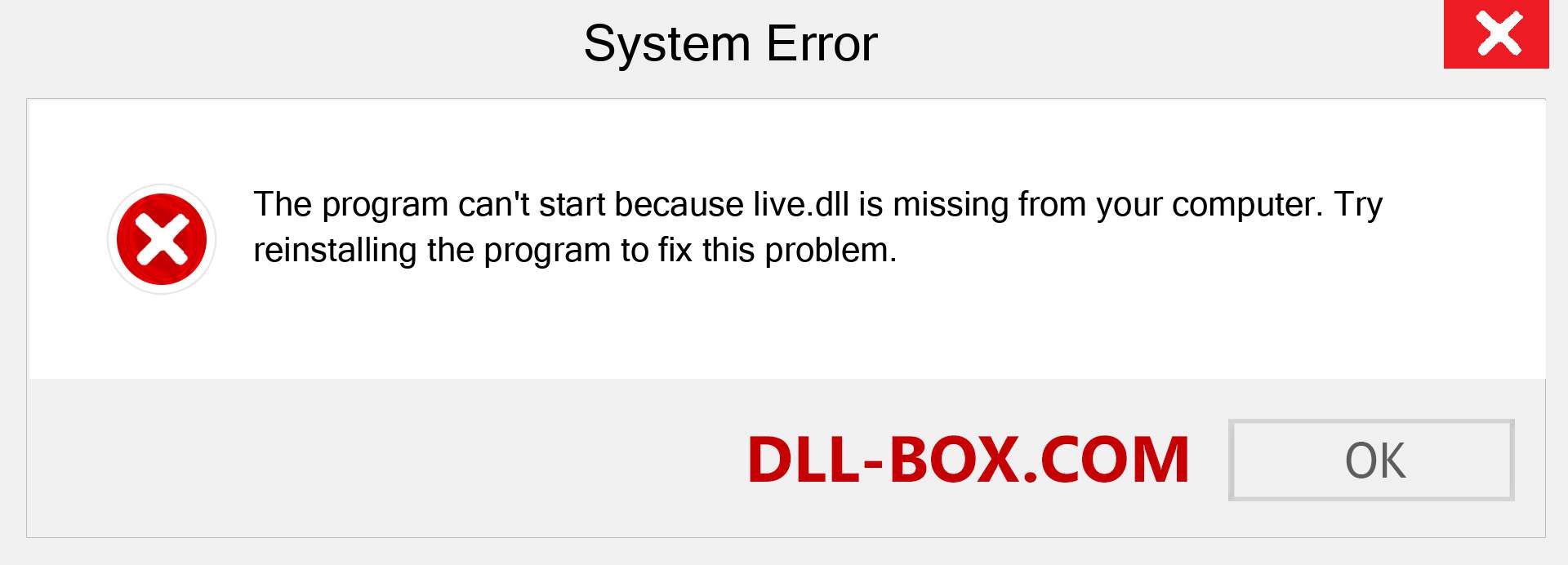  live.dll file is missing?. Download for Windows 7, 8, 10 - Fix  live dll Missing Error on Windows, photos, images